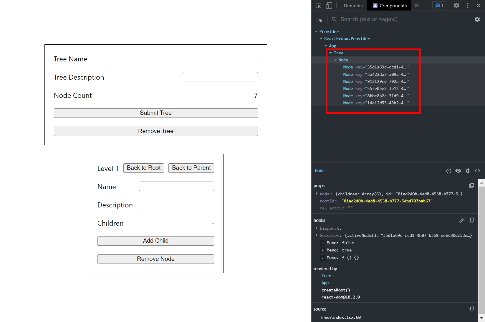 Every nodes in the tree are rendered even though they are not visible